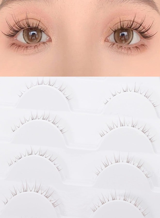 outopen 10 Pairs Brown Bottom Lashes Strip Clear Band Brown Lower Lashes Natural Lower Eyelashes Extension Cosplay Bottom Eyelashes Reusable - Image 4
